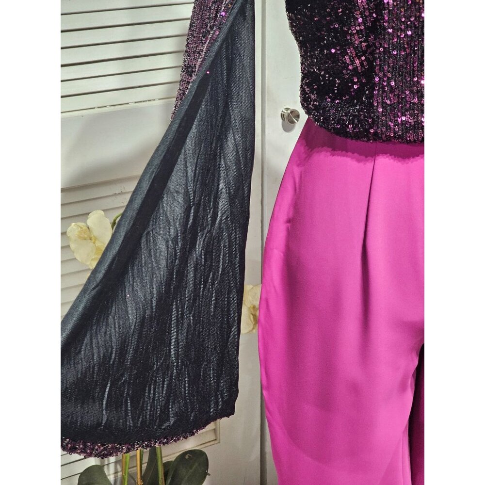 Giovanna Nicolai Women's Purple Sequin Embellished Long Sleeve Rumper Sz M 3155 - Picture 4 of 13